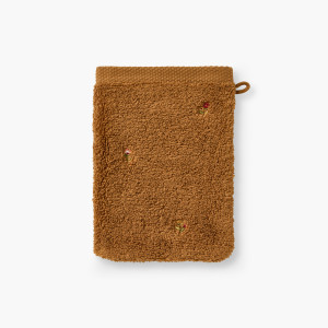 Gant de toilette coton Zéphire pécan fleurs