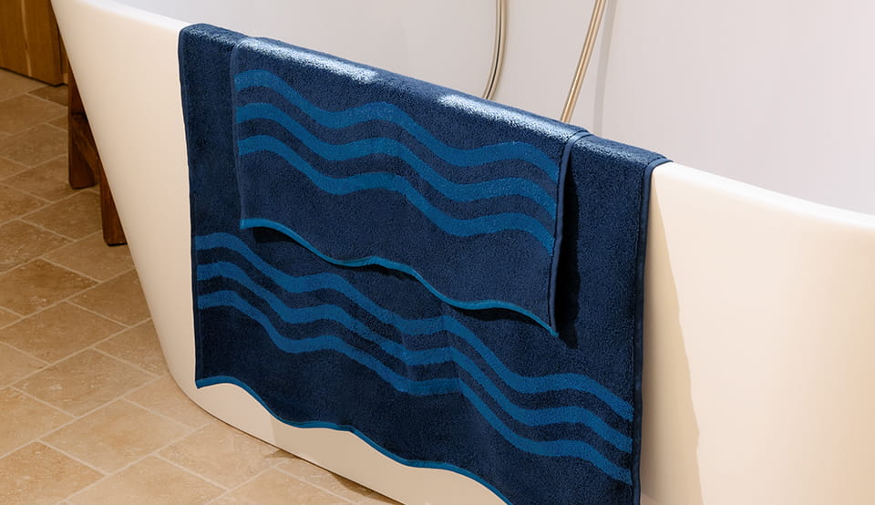 Parure de bain coton Ondalys marine