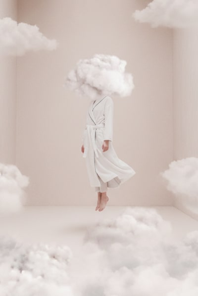 Mixed Sasha bathrobe White and navy cotton