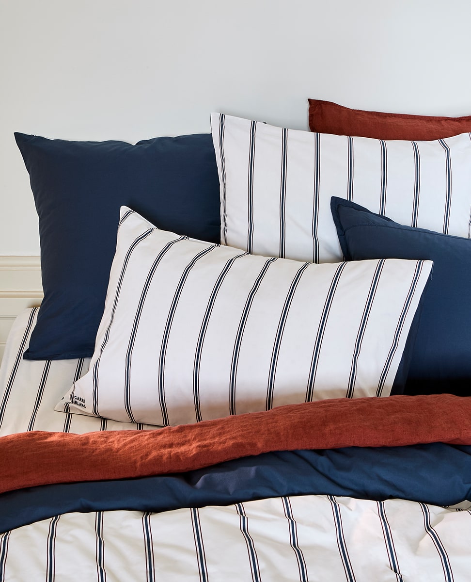 Housse de couette coton Neo marine rayure