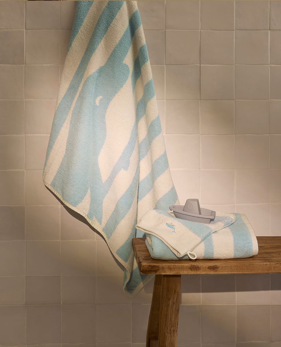 Parure de bain coton bio Tybalt ciel