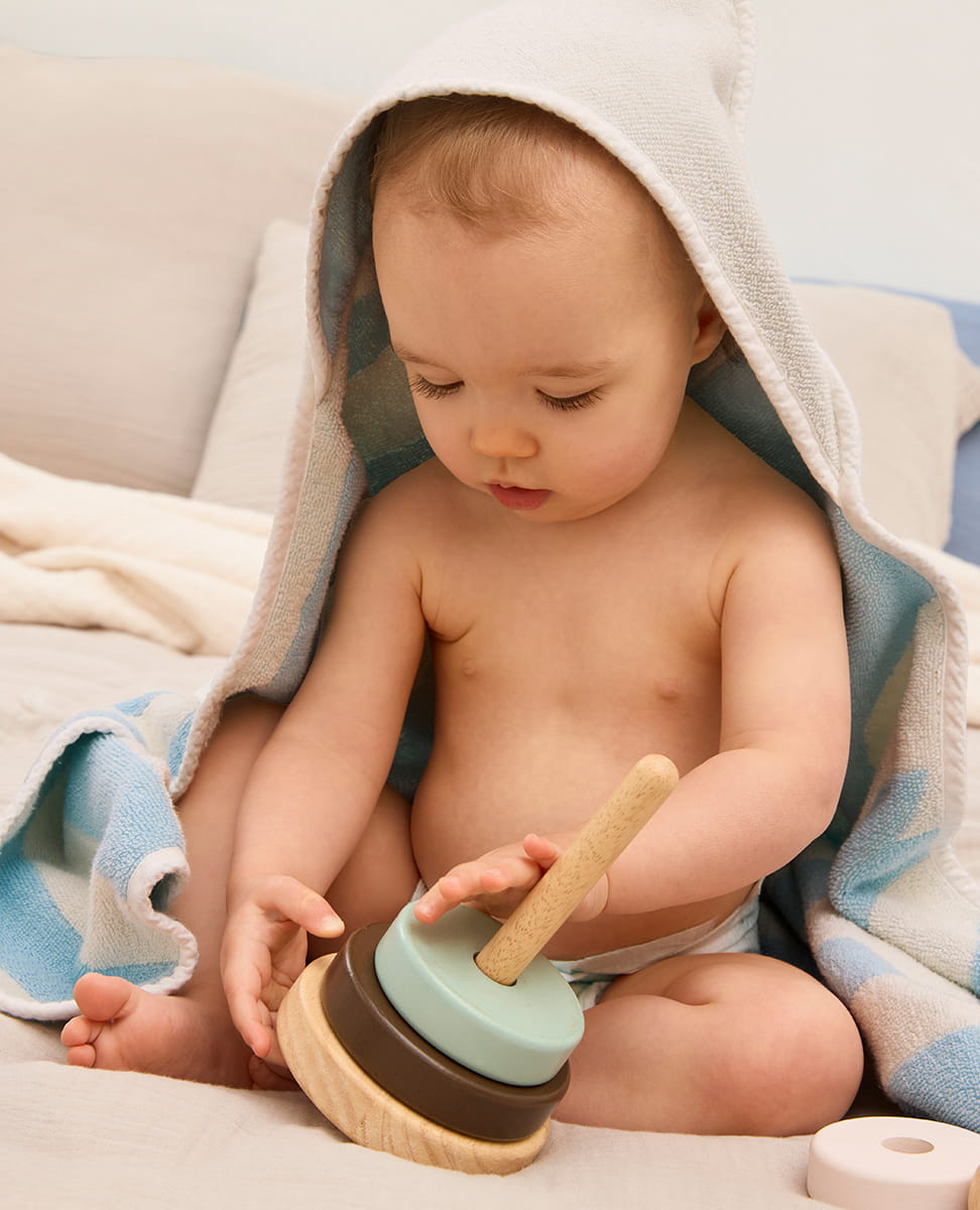 Cape de bain coton bio Tybalt ciel