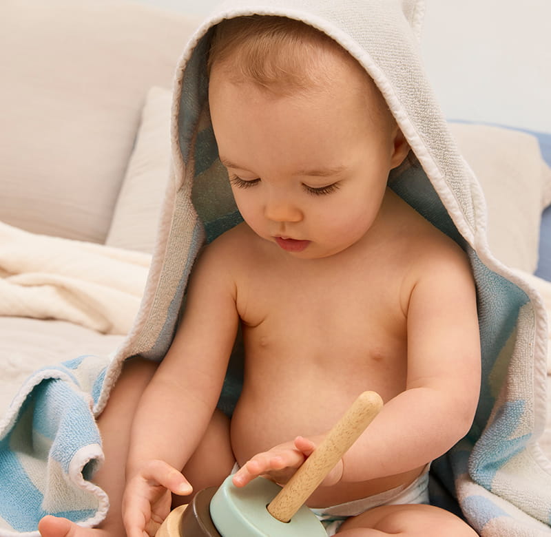 Cape de bain coton bio Tybalt ciel