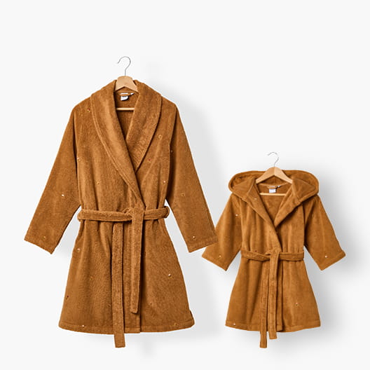 Cotton bathrobes for women and children Zéphire pécan fleurs