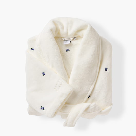 Women’s fleece dressing gown Zéphire ivoire myrtille