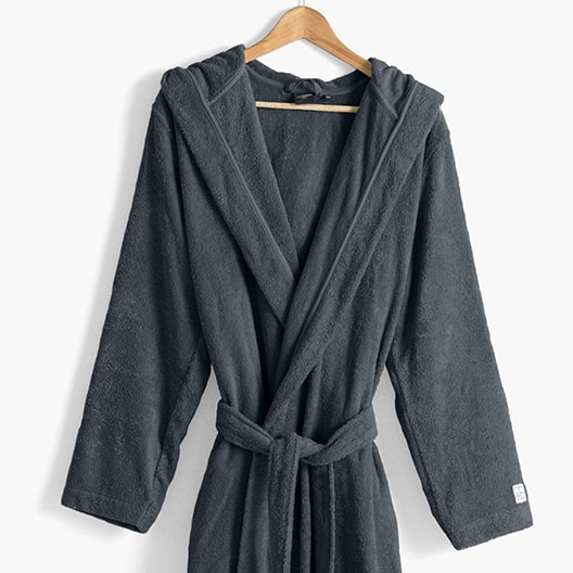 Peignoir homme à capuche uni coton biologique Osmose fusain