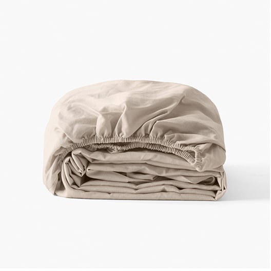 Drap housse satin de coton lavé bio Quartz dune