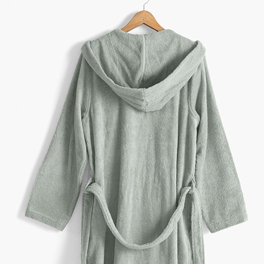 Peignoir homme à capuche uni coton biologique Osmose lichen