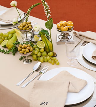 Nappe rectangulaire lin et coton Signature grege