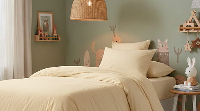 Housse de couette coton bio enfant Souffle jaune pastel