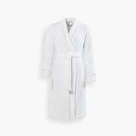 Women robe white kimono collar Pampa II in cotton