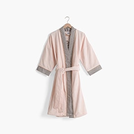 Women's bathrobe in Cotton kimono collar Lotus Pink
