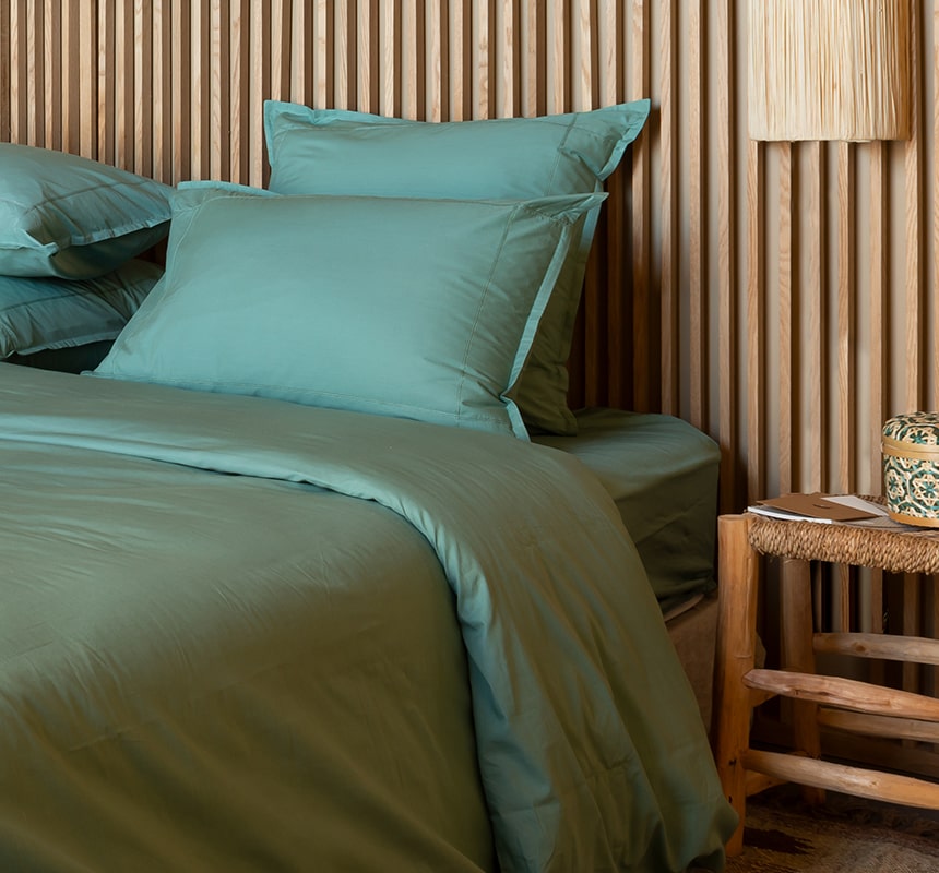 Housse de couette percale de coton Neo thym