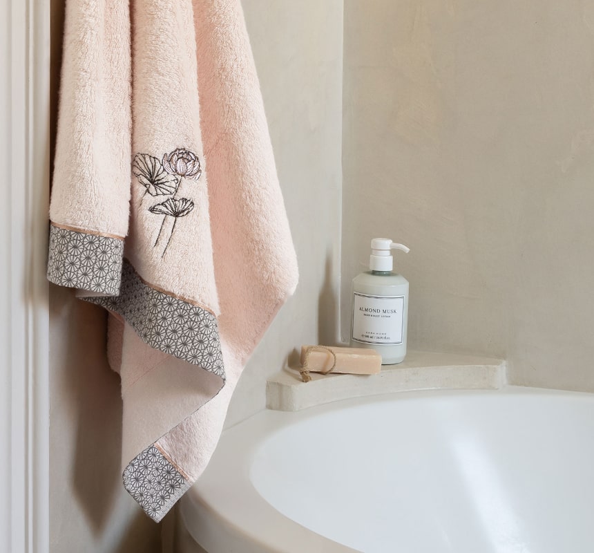 Drap de bain coton Lotus rosée