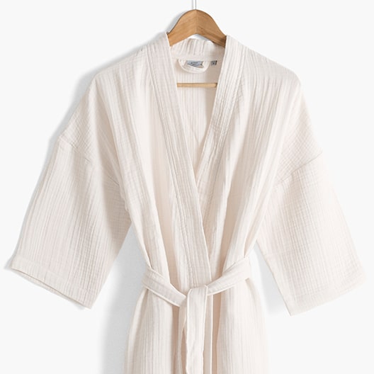 Natural organic cotton gauze bathrobe for women