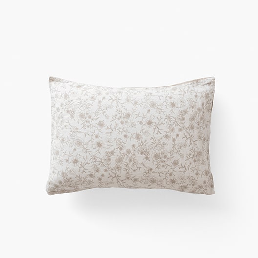 Songe grège floral rectangular pillow case in washed linen and cotton
