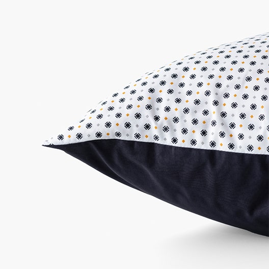 Square cotton percale pillow case Neo anthracite géométrique