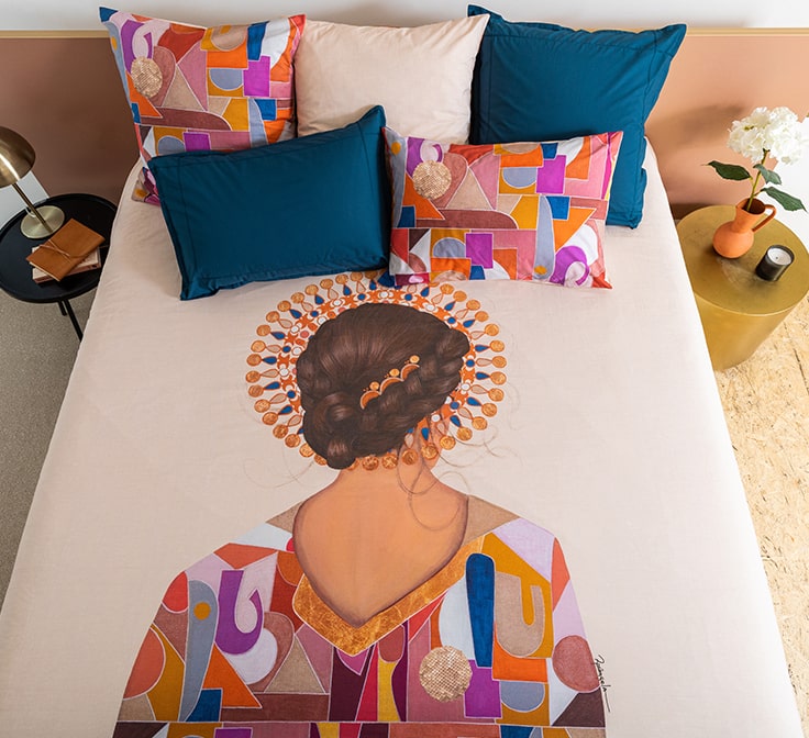 Housse de couette réversible percale de coton Rosangela