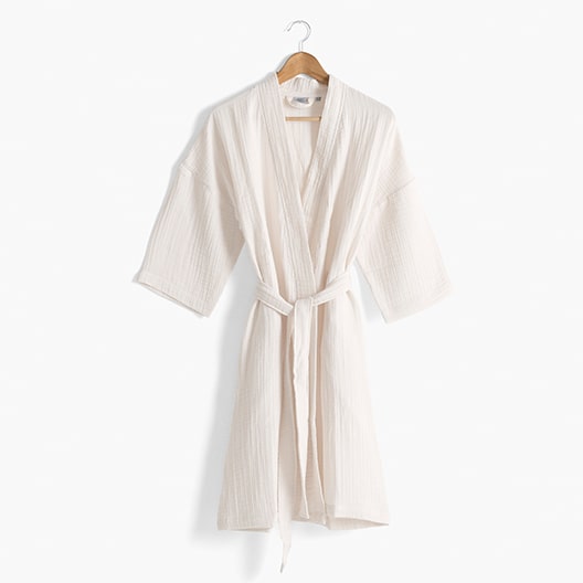 Women's natural organic cotton gauze bathrobe