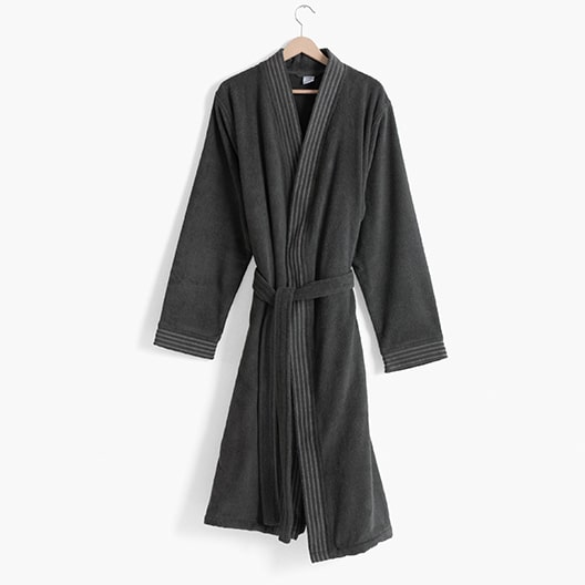 Peignoir homme coton col kimono Lotus poivre