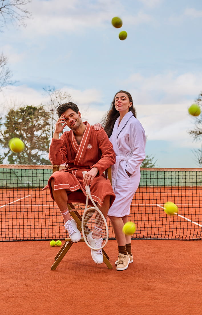 Peignoir homme coton Roland Garros 2026 terre battue