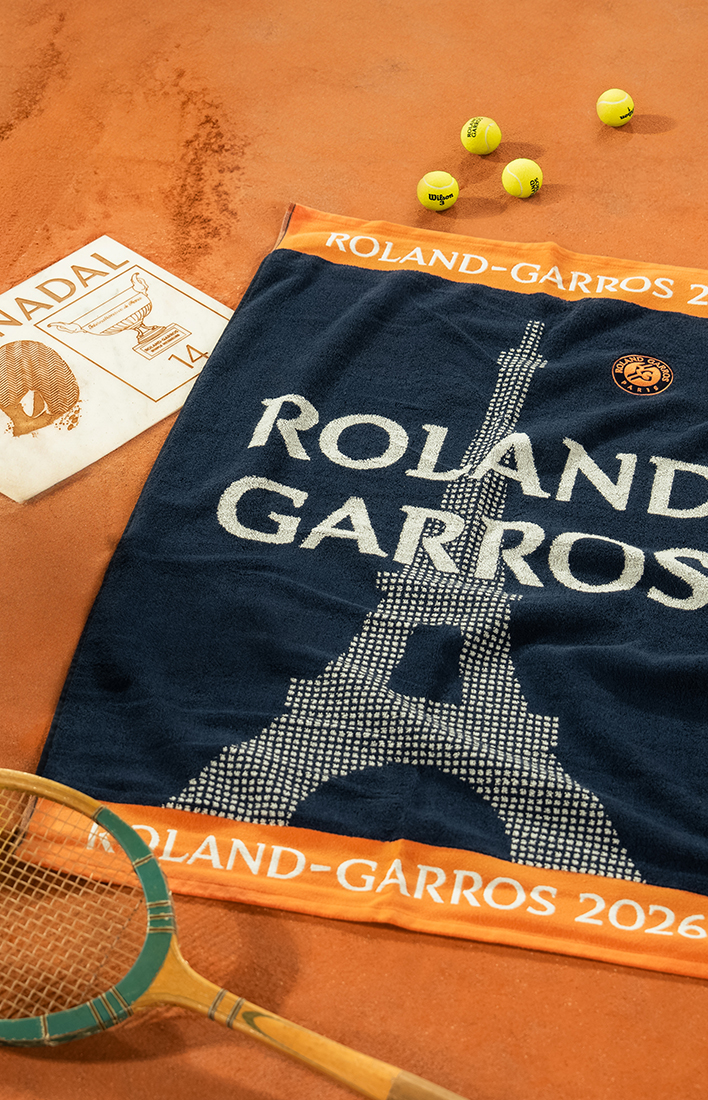 Serviette de toilette coton bio joueur•se Roland-Garros 2026 marine / terre battue