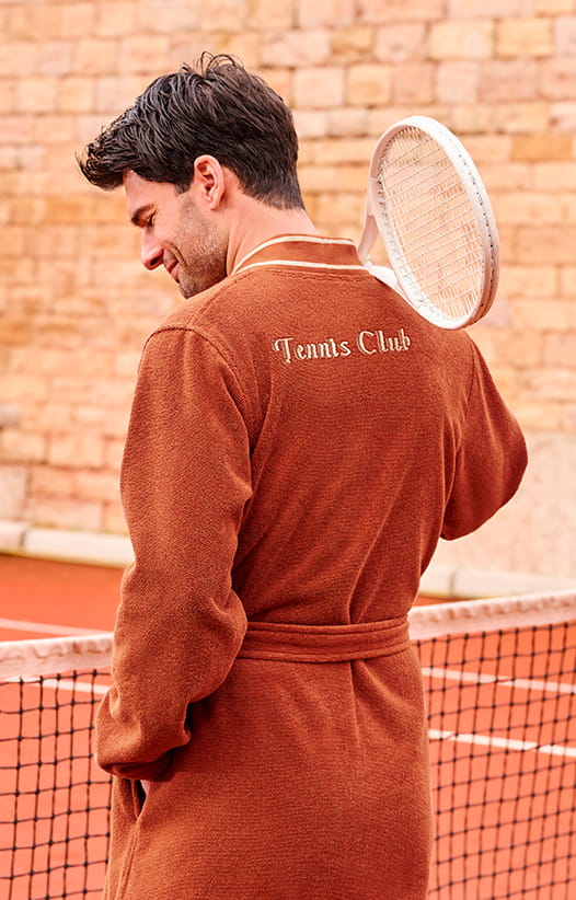 Peignoir homme coton Roland Garros 2026 terre battue