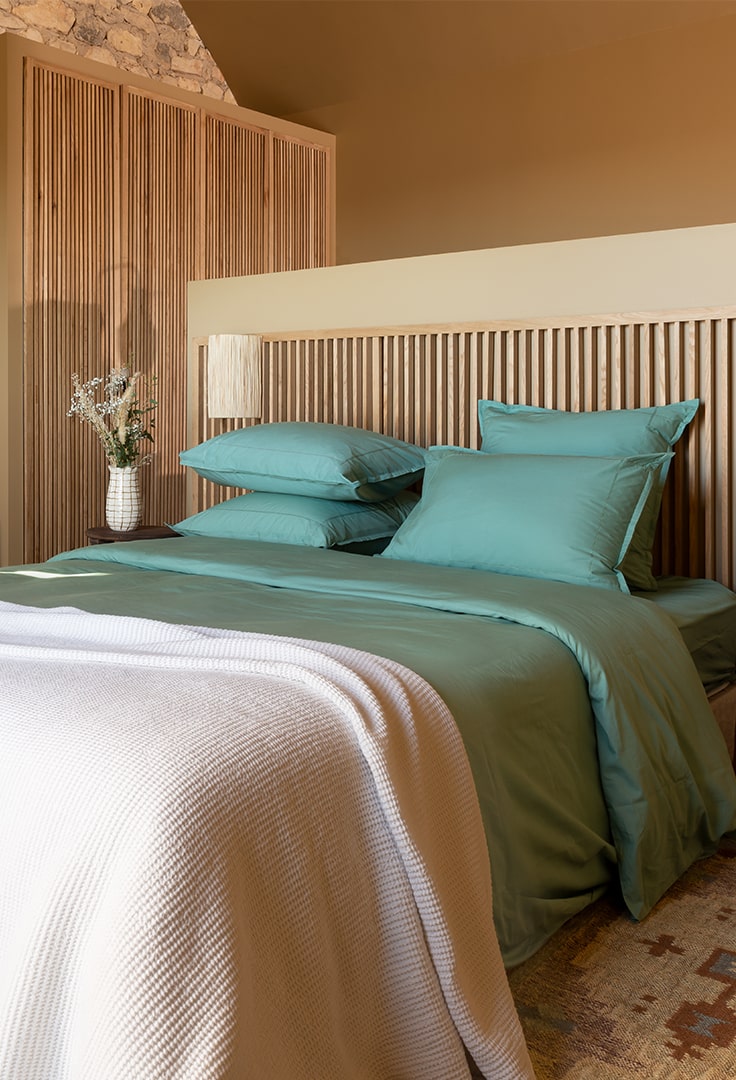 Housse de couette percale de coton Neo thym