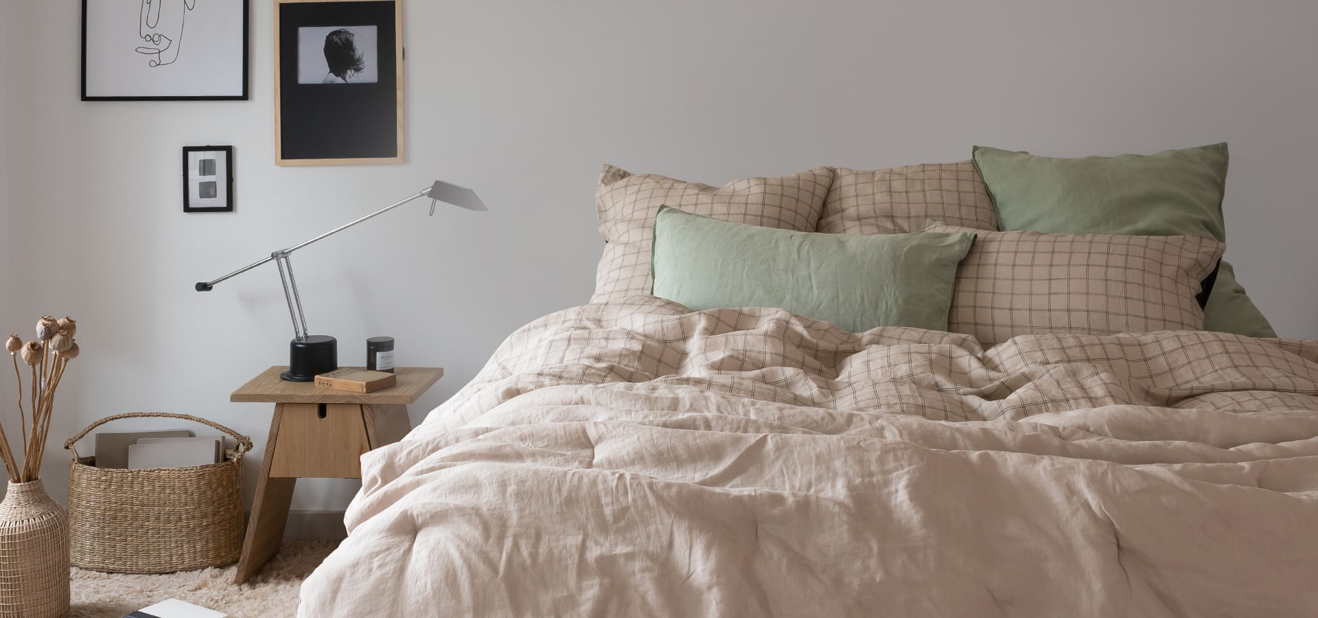 Parure de lit Songe charbon carreaux
